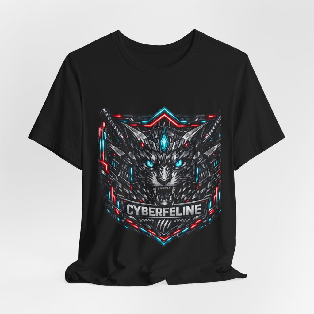 T-shirt Cyberfeline — T-shirt graphique futuriste