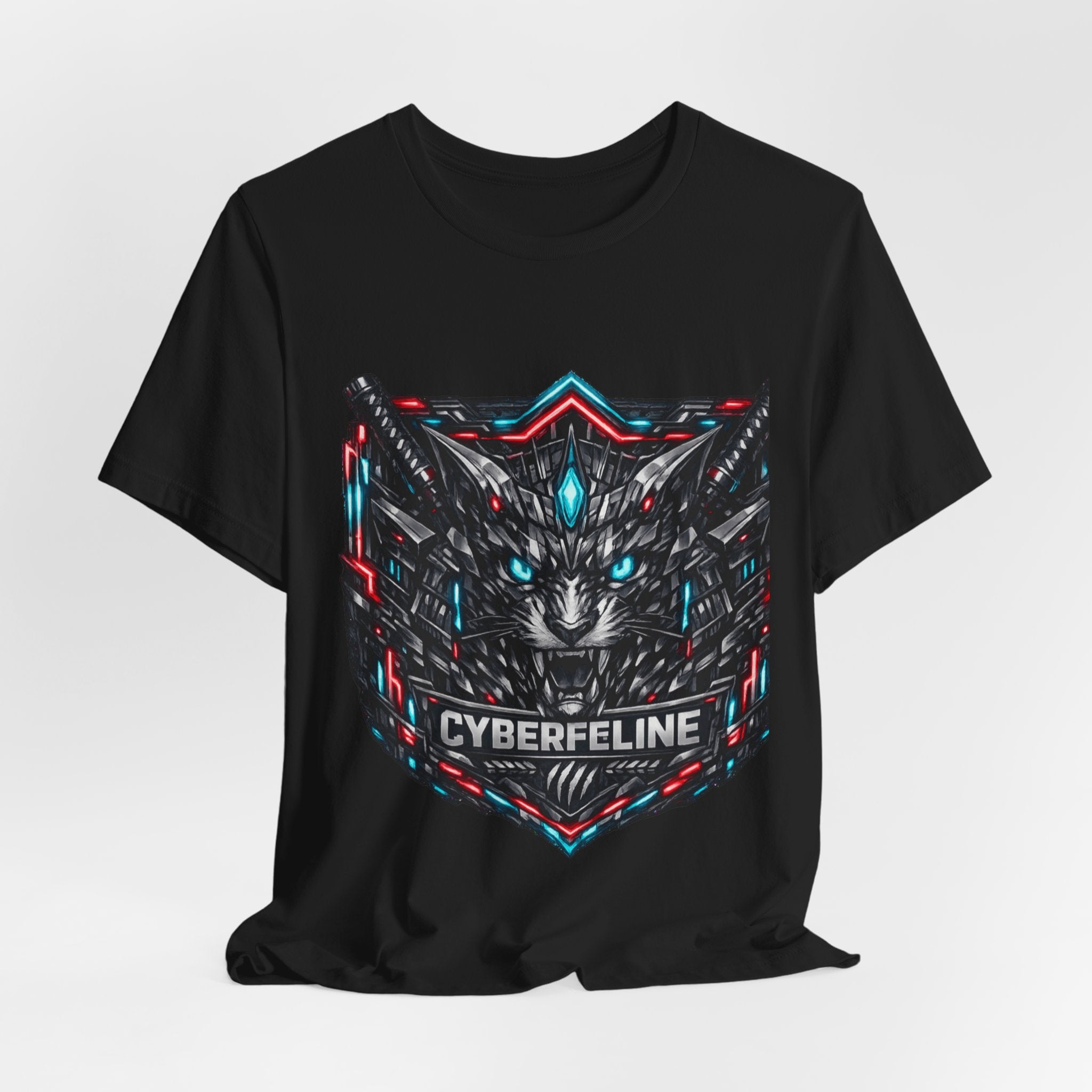 T-shirt Cyberfeline — T-shirt graphique futuriste